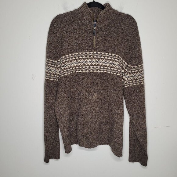 Bowen & Wright Mens 100% lambs wool Mock neck fair isle print Sweater size XL - Picture 8 of 8